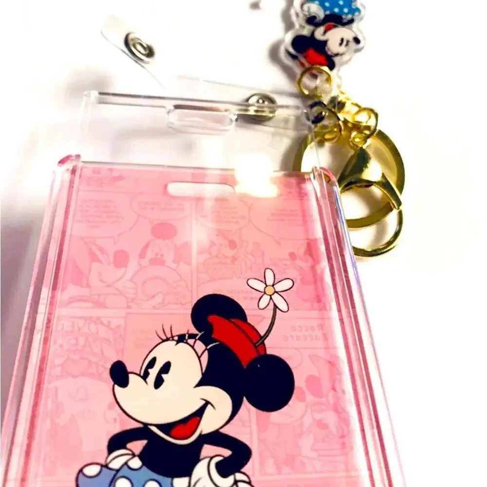 Minnie Mouse Hard Case ID Badge Clear Card Holder, Pink Kawaii Disney Theme